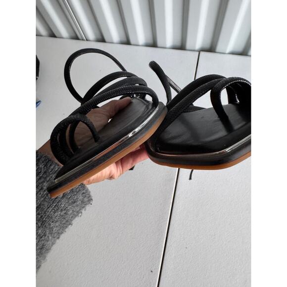 Vince Camuto Black Ankle Wrap Square Toe Sandals 8 - Picture 2 of 6